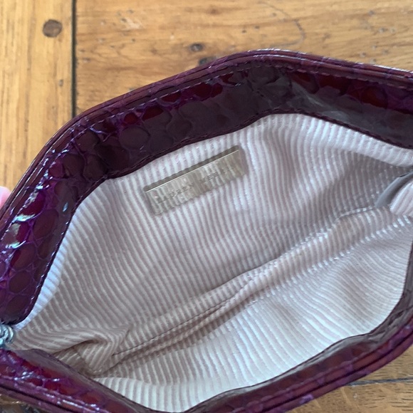 Lauren Merkin Reptile Embossed Patent Hinged Clutch Women’s Wine Purple Purse - Picture 4 of 6